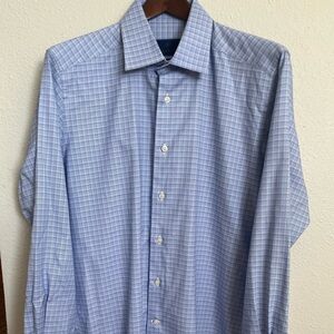 David Donahue Blue Dress Shirt Classic Design